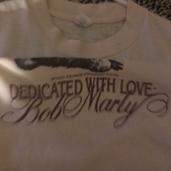 Vintage cream t-shirt 100% cotton Bob Marly lion logo, plain back short sleeve - Picture 12 of 14